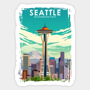 Seattle Washington State Travel Poster Sticker